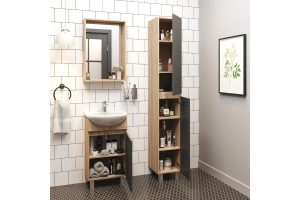 Тумба под раковину Onika Милтон 43 серая с светлым деревом - 3