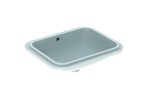 500.760.01.2 Geberit VariForm Раковина с установкой под столешницу прямоугольной формы, Т1=45х35 см, без отв. под смеситель, с отв. перелива