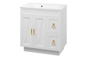 Тумба с раковиной Misty Амбра 80 белая глянцевая