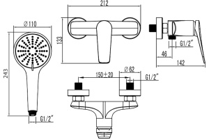 Смеситель Lemark Bronx для душа, графит LM3703GM - 2