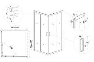 Душевой уголок Veconi Rovigo 90х90, хром (RV11-90-01-C5) - 3