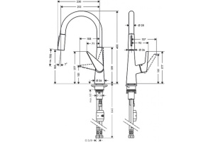 Кухонный смеситель однорычажный, 200, с вытяжным душем, 2jet Hansgrohe 72813800 - 2