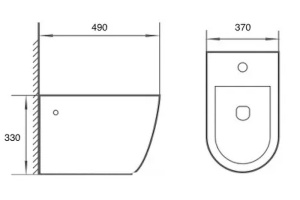 Биде подвесное Ceramalux черный, матовый (2197-1MB) - 3