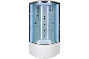 Душевая кабина DETO EM4510LED+GM с высоким поддоном, с сиденьем