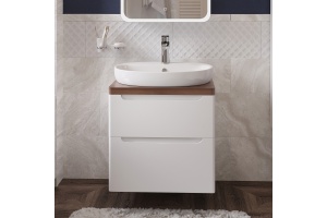 Тумба с раковиной STWORKI Берген 80 белая с темной столешницей, DIWO Самара 0116
