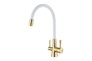 Смеситель для кухни Lemark Comfort LM3075G-White с гибким изливом