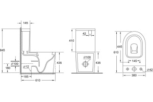 Atago 2.0 C2 Бачок для унитаза напольного Слив 4,5/3 л подключение снизу (243547) - 3