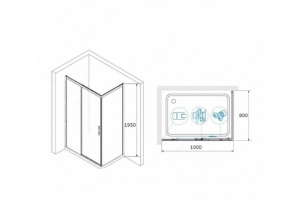 Душевой уголок RGW Leipzig LE-41-1B 100х80 профиль черный стекло прозрачное - 3