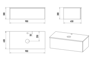 Тумба с раковиной Misty Ива 90 серая - светлое дерево - 2