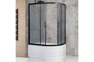 Душевой уголок Royal Bath 120x80 L профиль черный стекло матовое