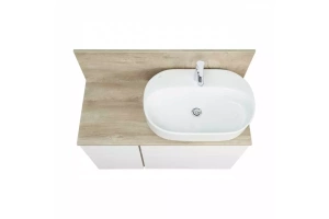 Тумба с раковиной Одри 62 и столешницей Aquaton Мишель 100 белый-светлое дерево