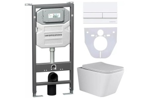 Комплект подвесного унитаза с инсталляцией Ceramica Nova Metric с кнопкой Flat белой матовой