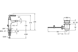 Смеситель Jacob Delafon Cleo1889 E24310-BGG для биде - 2