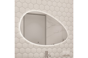 Зеркало STWORKI Скаген 92 с подсветкой, белое, инфракрасное управление, овальное