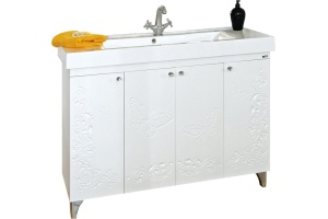 Тумба с раковиной Misty Вирджиния Бабочка 105 белая фактурная - 2