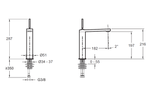 E73053-ND-CP COMPOSED смеситель для раковины высокий (перо) без донного клапана - 2