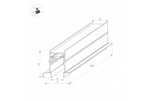 Магнитный встраиваемый шинопровод Arlight Mag-Track-4560-FDW-3000 (BK) 034680 - 3