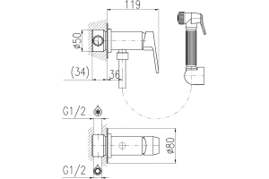 Гигиенический душ Rav Slezak Colorado белый - золото - 2