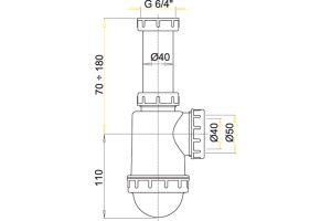 Сифон для мойки AlcaPlast A443 с накидной гайкой 6/4 - 2