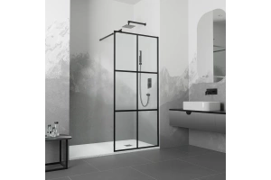 Душевая перегородка RGW Walk In WA-111B 90х195 профиль черный стекло прозрачное - 2