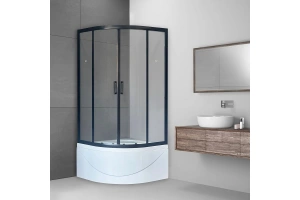 Душевой уголок Royal Bath ВК 90х90 с поддоном профиль черный стекло прозрачное - 2