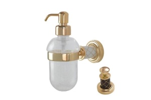 Дозатор для жидкого мыла настенный Boheme Murano золото с коричневым