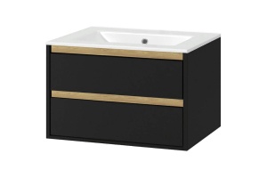 Тумба под раковину EXCELLENT Tuto 80 черный матовый - светлое дерево