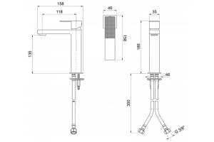 Смеситель для раковины Cezares Prizma золото (PRIZMA-LSM1-03/24-W0) - 2