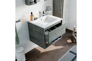 Мебель для ванной STWORKI Карлстад 60 дуб рошелье, в стиле лофт, подвесная (комплект, гарнитур) - 2