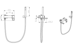 Смеситель для ванны с лейкой и шлангом Boheme Q хром с синим - 2