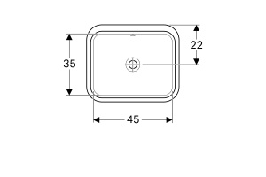 500.760.01.2 Geberit VariForm Раковина с установкой под столешницу прямоугольной формы, Т1=45х35 см, без отв. под смеситель, с отв. перелива - 2