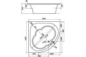 Акриловая ванна Santek Канны 150x150 см (1.WH11.1.983) - 3
