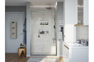 Душевая дверь в нишу STWORKI Стокгольм DE019D290200 90 см профиль хром матовый, раздвижная, прозрачное стекло - 2