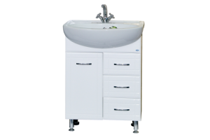 Тумба с раковиной Misty Уют 60 белая глянцевая