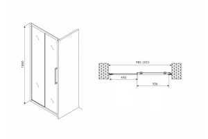 Душевая дверь Abber Schwarzer Diamant 100 хром (AG30100MH) - 3