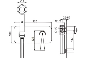 Гигиенический душ Boheme Venturo 377-W со смесителем, С ВНУТРЕННЕЙ ЧАСТЬЮ - 2