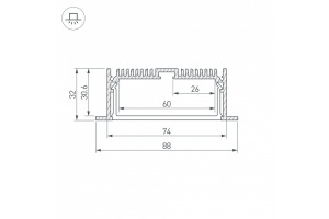 Профиль Arlight SL-LINIA88-F-2500 ANOD+OPAL 020471 - 2