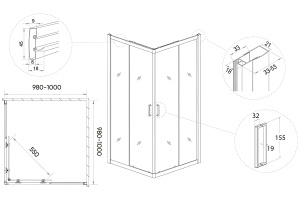 Душевой уголок Veconi Rovigo 100х100, хром (RV11-100-01-C5) - 3