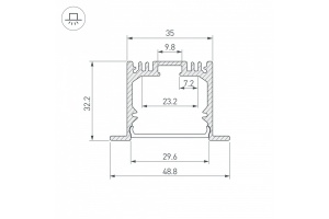 Профиль с рассеивателем Arlight SL-LINIA49-F-2500 ANOD+OPAL 020469 - 2