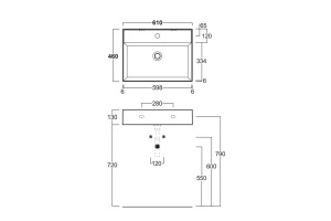SIMAS AGILE Раковина подвесная 61х46 см, с переливом, с 1 отв под смеситель,цвет белый - 2