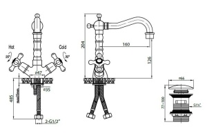 Смеситель Cezares Retro RETRO-C-LS2-01 для раковины - 3