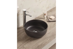 Раковина керамическая накладная AM-102-MB, цвет чёрный матовый, 358x358x137