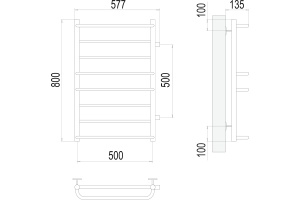 Водяной полотенцесушитель Terminus Евромикс П8 500x800 Хром боковое подключение - 3