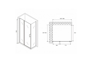 Душевой уголок Abber Sonnenstrand 130х90 хром стекло прозрачное - 2
