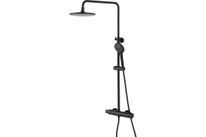 Душевая стойка Lemark Bronx c термостатом, черная LM3770BL