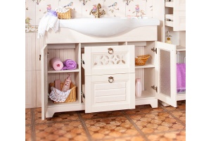 Тумба с раковиной Бриклаер Кантри 120 бежевый дуб - 3