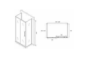 Душевой уголок Abber Schwarzer Diamant 150х100 хром стекло матовое - 2