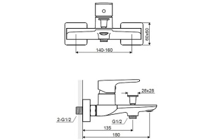 Смеситель для ванны Excellent Keria хром - 3