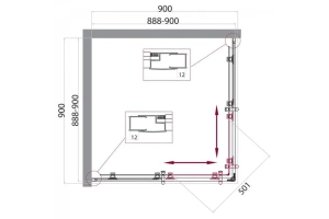 Душевой уголок BelBagno Uno 90х90 черный, матовый (UNO-195-A-2-90-C-NERO) - 3
