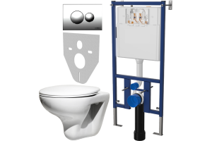 Комплект Унитаз подвесной Roca Mateo 346200000 с микролифтом + Система инсталляции для унитазов DIWO 4501 + Кнопка смыва DIWO 7312 хром